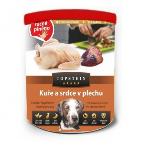 TOPSTEIN kuře a srdce v plechu 800g 	