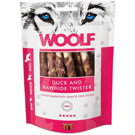 Pochoutka WOOLF Duck&Rawhide twister 100g