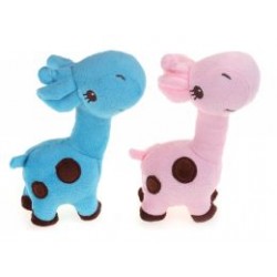 Pískací plyšová hračka pro psa – žirafa s puntíky modrá